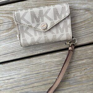 Michael Kors Wallet/Phone Case Wristlet, Cream/Brown